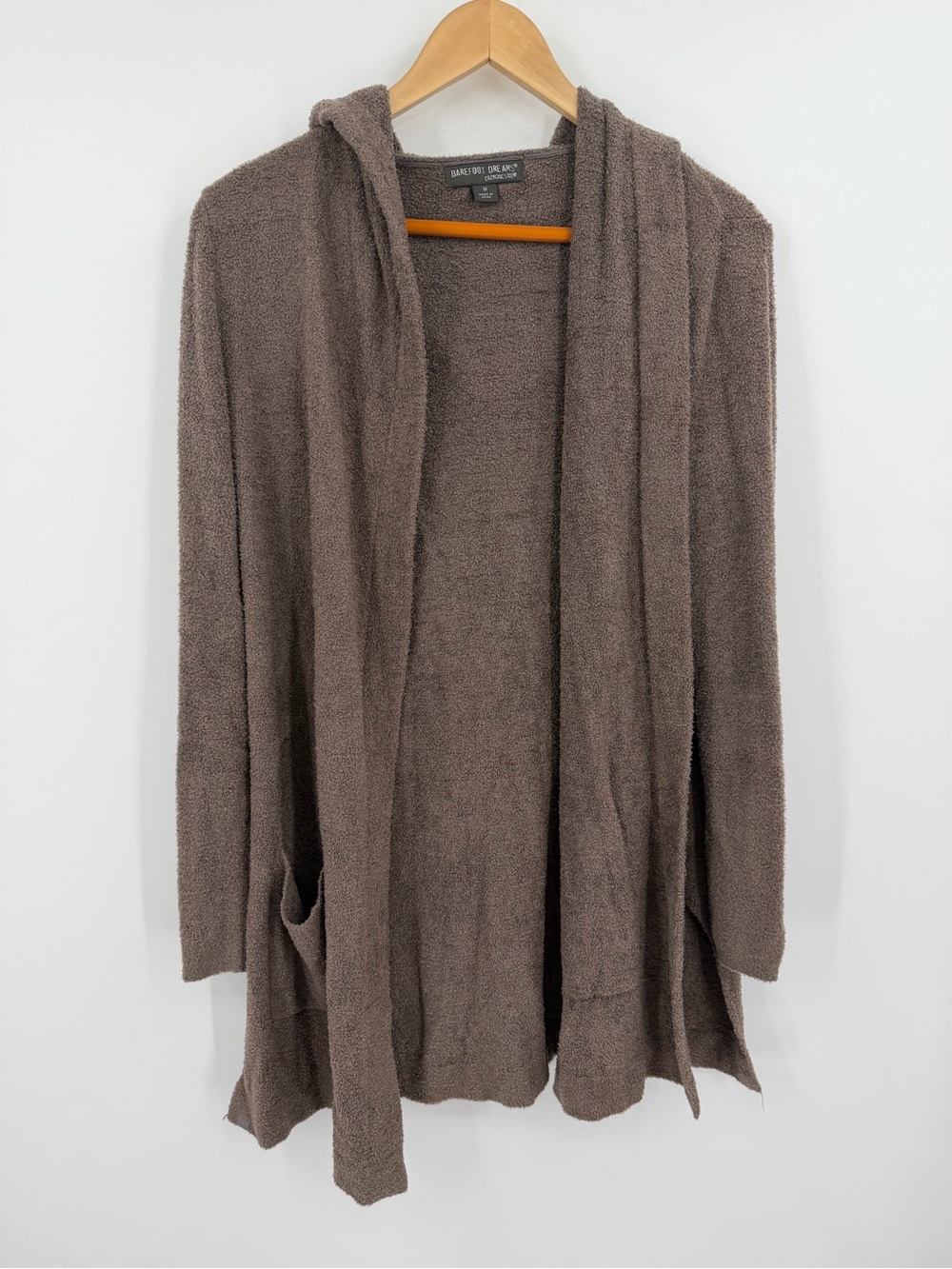 Barefoot Dreams CozyChic Lite Hooded Cardigan Taupe M